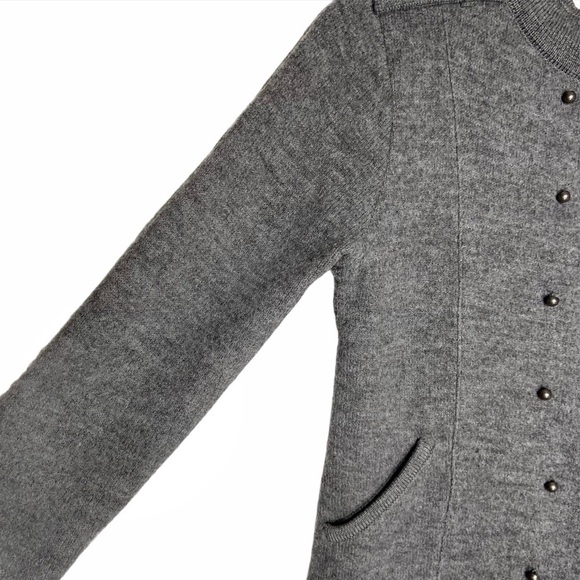 LOFT Gray 100% Wool Military Style Sweater Jacket - Picture 5 of 13